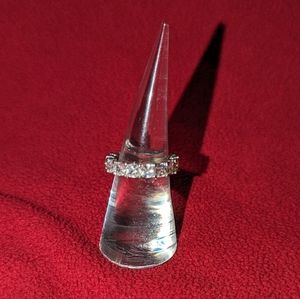 CZ Eternity Band 4mm Cocktail Ring Size 6 Silver Plated Shiny Wedding Princess